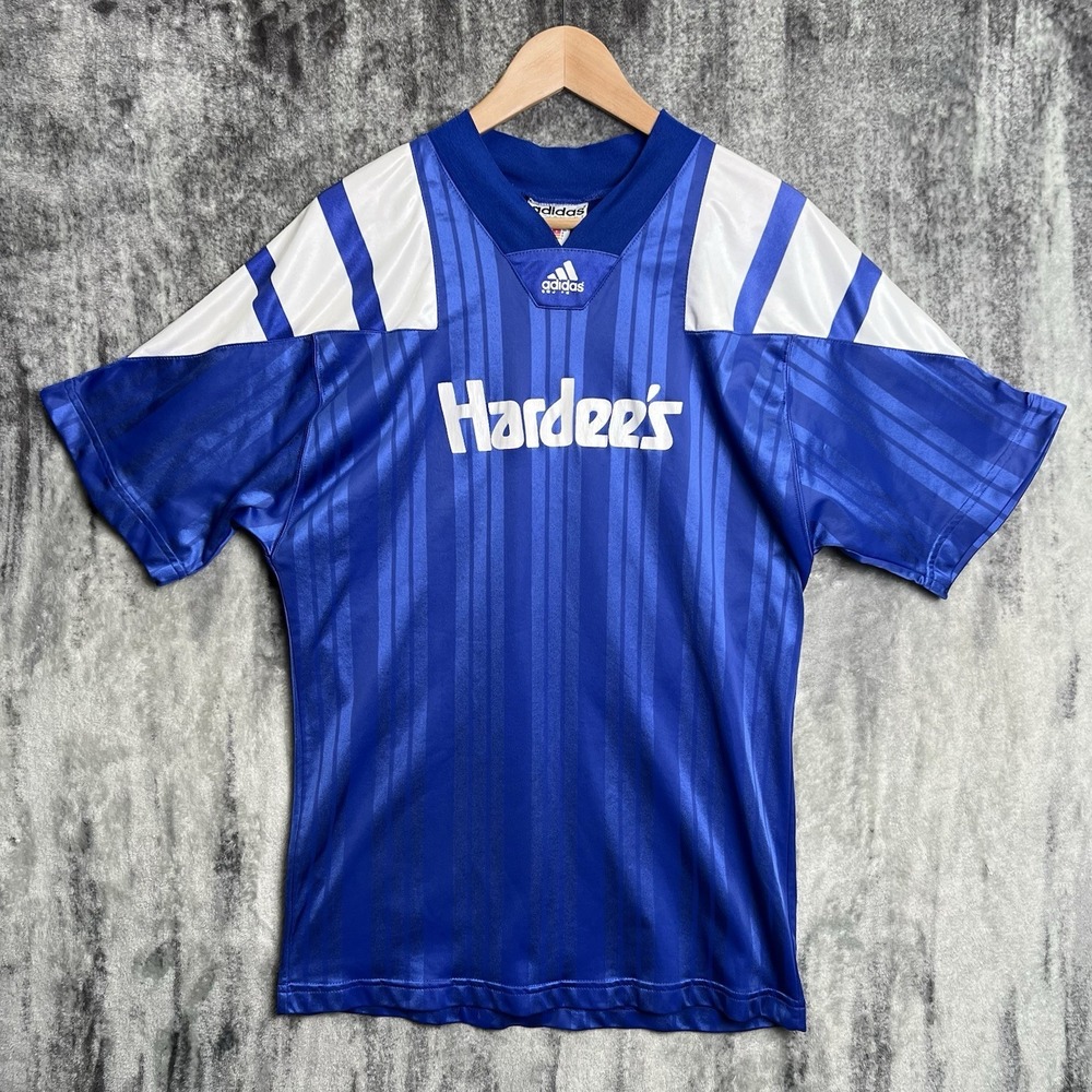 Vintage 90's Adidas Equipment Soccer Jersey Football Shirt Kit Size Men's L Blue - Picture 1 of 6